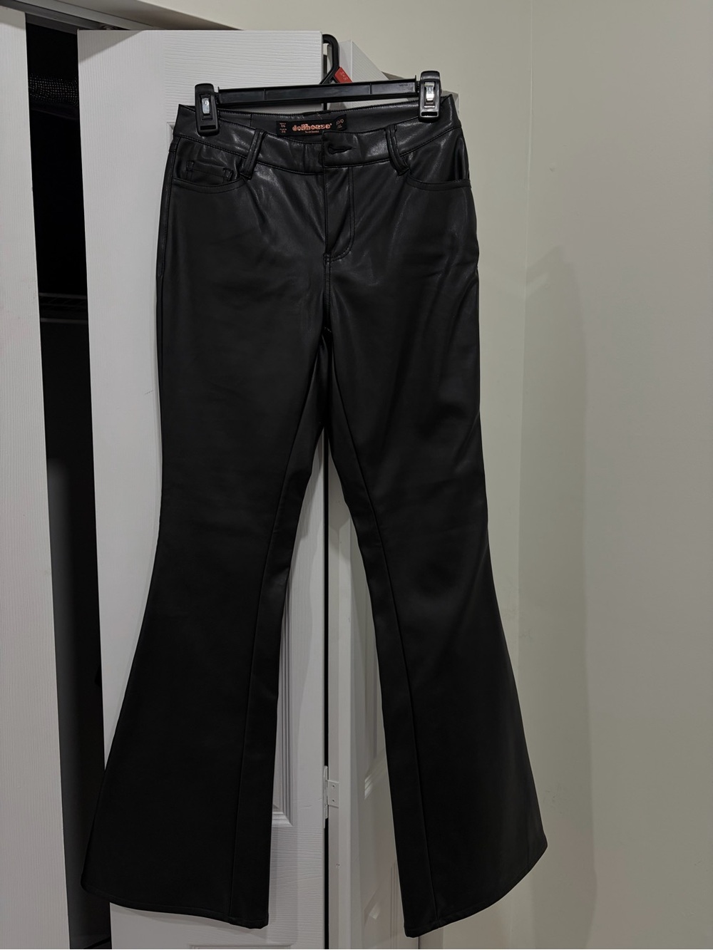 Dollhouse Faux Leather Black Flared Pants - Women Size 00